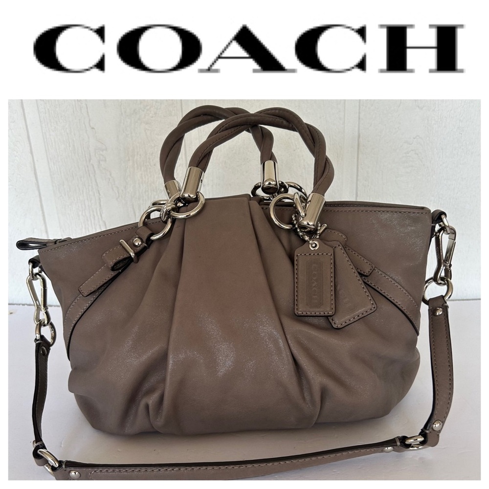 COACH MADISON SHIMMER LEATHER SOPHIA SATCHEL HANDBAG